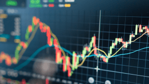 Up and down stock market on desktop.